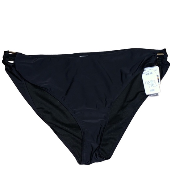 NWT 1X bikini bottoms 16X 18W black gold hardware plus size bathing suit swim - Picture 1 of 6